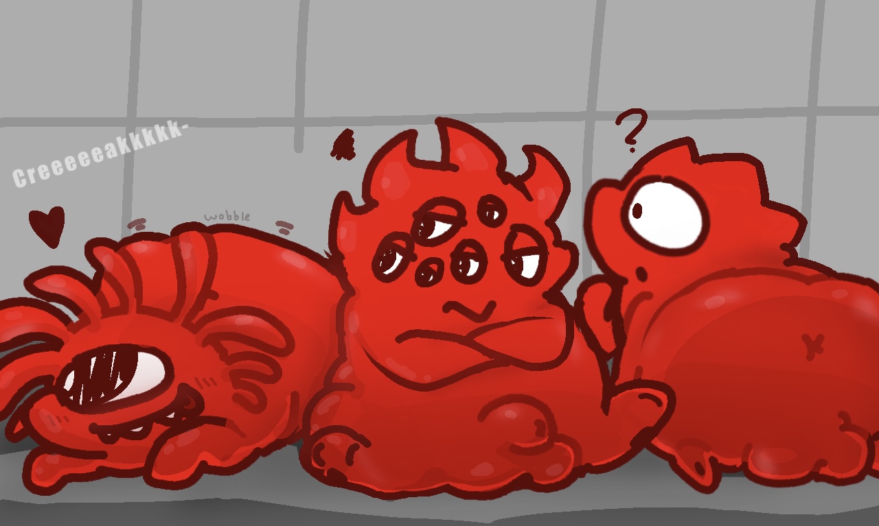 fatello, mr. jellicious, and spiky jr (jelly defense and etc) created by nakeilyar