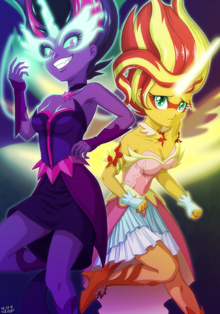 daydream shimmer, midnight sparkle, sunset shimmer, and twilight sparkle (equestria girls and etc) created by uotapo