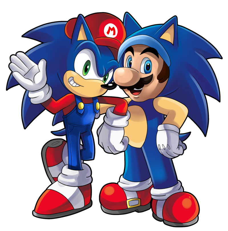 mario and sonic the hedgehog (sonic the hedgehog (series) and etc) created by unknown artist