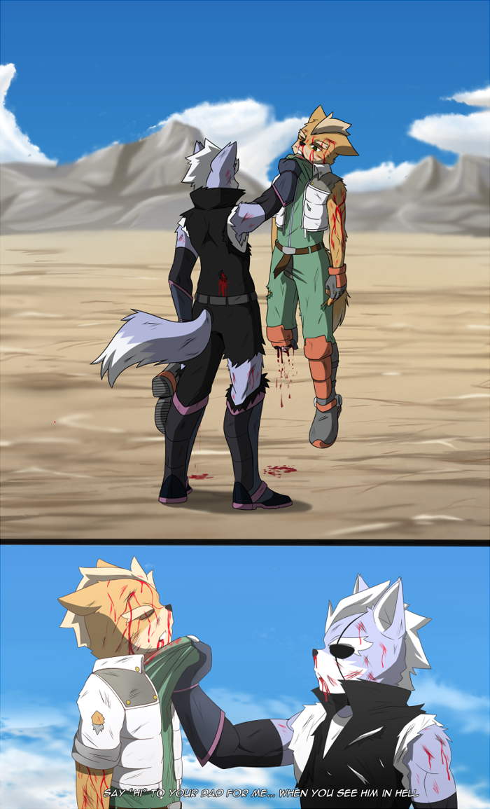 fox mccloud and wolf o'donnell (nintendo and etc) created by raxkiyamato
