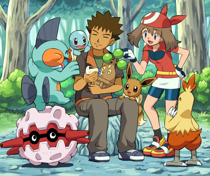 brock, may, and pokemon trainer (nintendo and etc) created by pokemoa