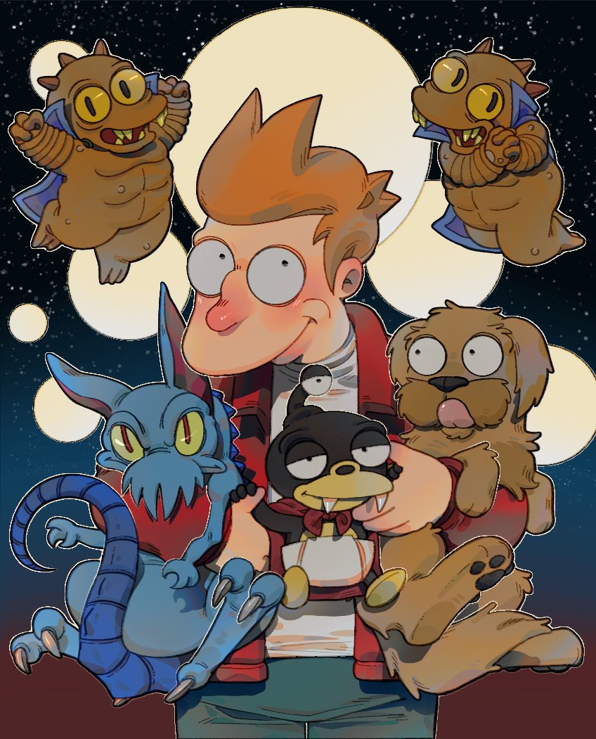 mr. peppy, nibbler, philip j. fry, and seymour asses (comedy central and etc) created by banhaibao2