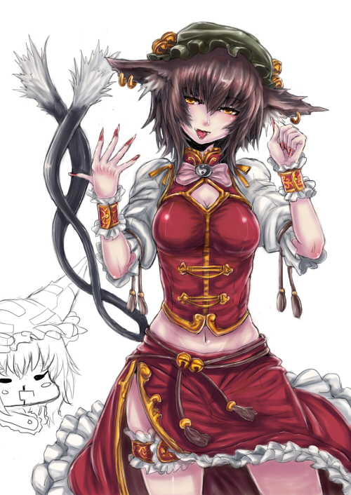 chen and ran yakumo (touhou) created by panzer (artist)