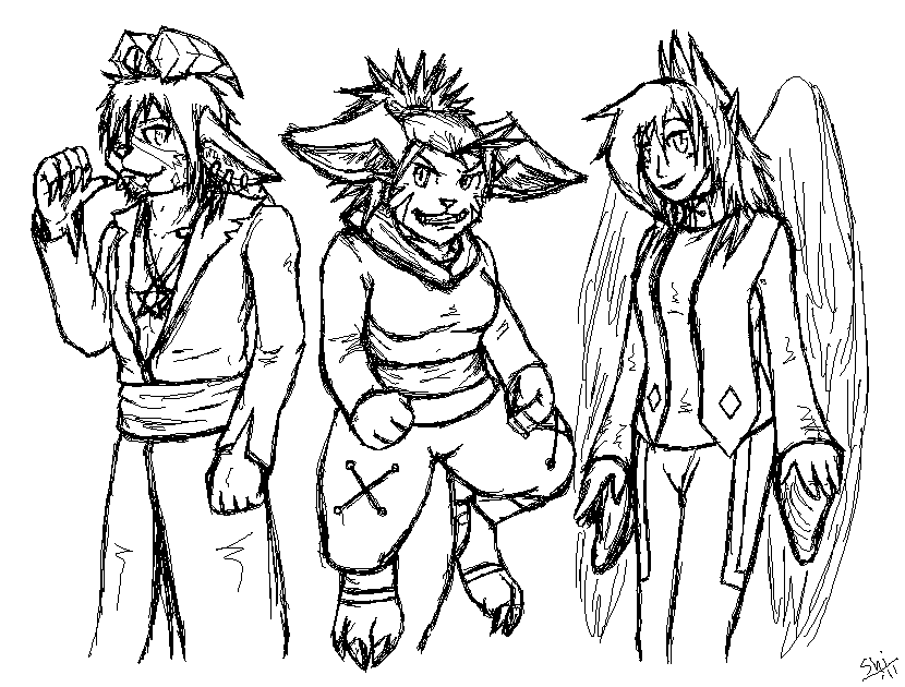 buwaro elexion, kieri suizahn, and rhea snaketail (slightly damned) created by yellowpower