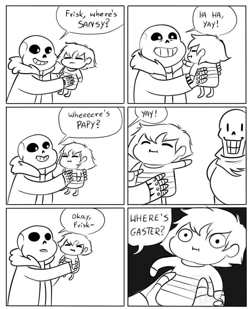 frisk, papyrus, and sans (undertale (series) and etc) created by unknown artist