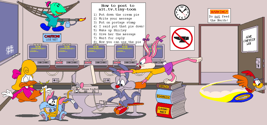 shirley the loon, calamity coyote, little beeper, li'l sneezer, babs bunny, and etc (tiny toons adventures and etc) created by unknown artist