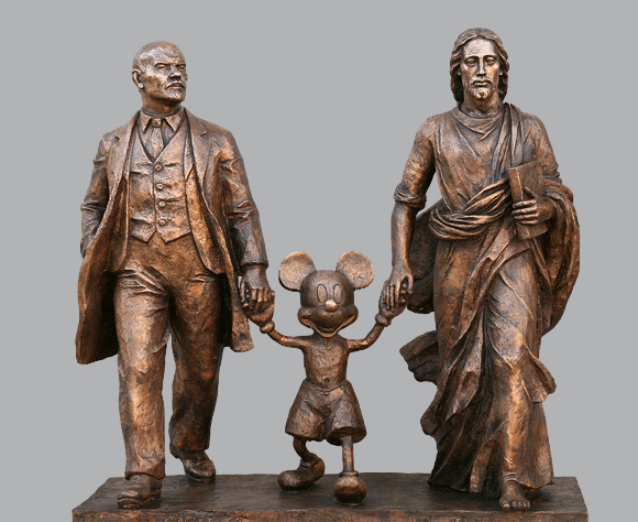 jesus christ, mickey mouse, and vladimir lenin (disney) created by alexander kosolapov