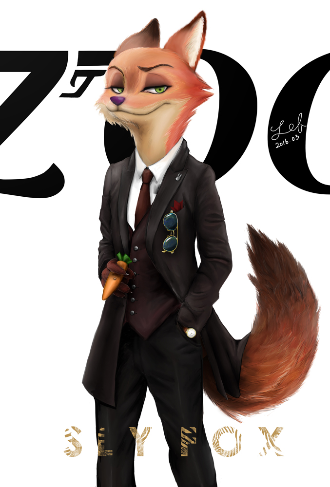 james bond and nick wilde (zootopia and etc) created by aini chang