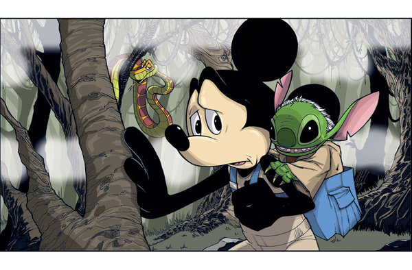 kaa, luke skywalker, mickey mouse, stitch, and yoda (lilo and stitch and etc) created by tom hodges