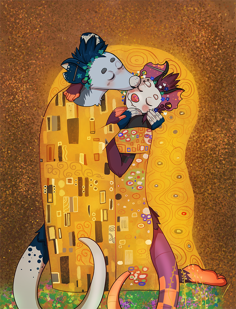 der kuss created by gustav klimt and kastoluza