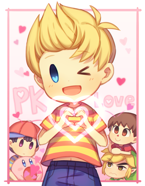 kirby, lucas, ness, toon link, and villager (earthbound (series) and etc) created by wusagi2