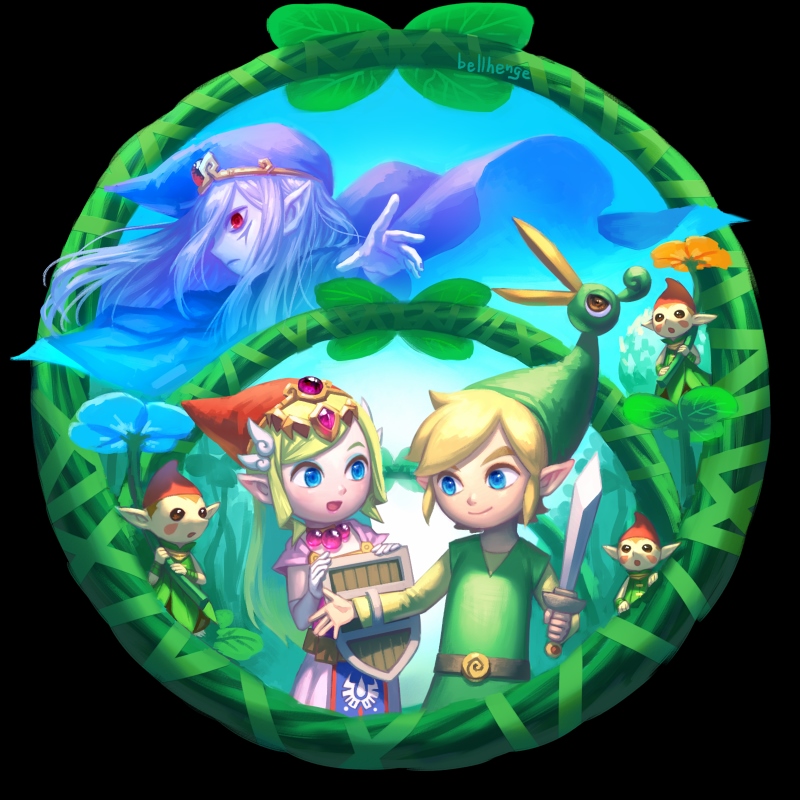 ezlo, princess zelda, toon link, toon zelda, and vaati (the legend of zelda and etc) created by bellhenge