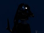 3d_(artwork) 4:3 anthro black_body black_clothing black_fur black_hair blender_(artwork) blender_cycles blue_background blue_body blue_eyes blue_fur clothing digital_media_(artwork) domi_(domibun) female fish fur glowing glowing_eyes gun hair handgun hybrid katana lagomorph lagomorph_dude leporid looking_at_viewer mammal marine mask melee_weapon rabbit ranged_weapon revolver scar shark shark_tail simple_background solo sword warfare_machine watermark weapon