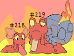 ambiguous_gender digital_media_(artwork) elemental_creature feral fire generation_2_pokemon genitals group hashtag hi_res id_number lava lava_creature magcargo male mineral_fauna nintendo oral penis pokemon pokemon_(species) secretsableye sex slugma tapering_penis