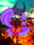 2022 3:4 ailurid anthro big_breasts breasts brown_body brown_fur city city_background clothing cosplay dracojeff female floating fur fused_shadow gesture green_eyes hair headgear headwear long_hair looking_at_viewer mammal midna multicolored_body multicolored_fur nintendo nipples nude one_eye_obstructed orange_body orange_fur purple_hair red_panda short_stack shrug smile smirk solo striped_body striped_fur stripes the_legend_of_zelda thick_thighs twilight_princess two_tone_body two_tone_fur wide_hips