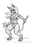 3_toes 4_fingers alternate_species ankh anklet anthro anubian_jackal areola armband bare_shoulders barefoot bent_legs big_breasts black_and_white black_areola black_body black_fur black_nipples black_nose bottomless breasts canid canine canis claws clothed clothing corruption deity digitigrade ears_up egyptian egyptian_clothing egyptian_mythology erect_nipples eyelashes eyes_closed feet female fingers forced forced_transformation forehead_gem fur gem genitals growth hair holding_object holding_weapon huge_breasts humanoid_hands ivanks jackal jewelry khopesh lara_croft long_hair looking_down lust_transformation mammal melee_weapon mental_transformation mid_transformation middle_eastern_mythology moan monochrome mostly_nude mythology navel nipples nude open_mouth paws pubes pussy simple_background snout snout_growth solo species_transformation spread_legs spreading square_enix standing sword toe_claws toes tomb_raider topless transformation transformation_by_magical_item transformation_by_stealing transformation_through_magic waistband weapon white_background wristband