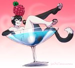 2024 4_toes alcohol anthro balls beverage big_butt black_body black_fur black_hair black_nose blue_eyes butt cocktail cocktail_glass container cup custom_ink dipstick_tail drinking_glass feet felid feline femboy fingerless_(marking) fur genitals glass glass_container glass_cup hair half-closed_eyes hi_res holding_object legs_up licking licking_lips licking_own_lips looking_at_viewer male mammal markings martini micro narrowed_eyes nude pawpads pink_pawpads pose pupils solo tail tail_markings thick_thighs toeless_(marking) toes tokifuji tongue tongue_out white_balls white_body white_fur