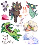 2019 absurd_res ambiguous_gender anterior_nasal_aperture biped black_body black_eyes black_fur black_nose blue_body blush brown_eyes cheek_spots digital_media_(artwork) ditto_(pokemon) dreepy duo eyelashes eyes_closed female feral flavia-elric fur generation_1_pokemon generation_3_pokemon generation_5_pokemon generation_6_pokemon generation_7_pokemon generation_8_pokemon green_body group grovyle hands_behind_neck happy hi_res horn leaf lying mouth_closed nintendo on_ground on_side one_eye_closed open_mouth pancham paws pikachu pink_nose plusle pokemon pokemon_(species) pupils quadruped red_cheeks red_sclera salandit simple_background sitting snom solo standing tail tongue whimsicott white_background white_body white_fur white_pupils yellow_eyes yellow_sclera