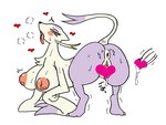 2011 after_sex anthro anus big_breasts big_nipples bodily_fluids breasts butt censored claws cum cum_in_pussy cum_inside dipstick_tail disembodied_penis duo female fingers fur generation_5_pokemon genital_fluids genitals heart_censor heart_symbol huge_breasts huge_nipples humanoid_genitalia humanoid_penis humanoid_pussy japanese_text looking_at_viewer male male/female markings mienshao nintendo nipples open_mouth penis pink_nipples pink_tongue pokemon pokemon_(species) presenting presenting_anus presenting_hindquarters presenting_pussy puffy_anus purple_body purple_fur purple_tail_tip pussy shaking_legs shinooka simple_background sweat tail tail_markings text tongue tongue_out white_anus white_background white_body white_claws white_fur white_tail