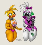 2022 accessory advanced_toy_chica animatronic anthro avian beak beakless bib bird blue_eyes blush bodily_fluids bow_(feature) bow_accessory bow_ribbon broken chicken cupcake cupcake_(fnaf) digital_media_(artwork) duo e4hargus ear_piercing exposed_endoskeleton eyelashes eyeshadow facial_markings female five_nights_at_freddy's five_nights_at_freddy's:_security_breach five_nights_at_freddy's_2 food galliform gallus_(genus) hair_accessory hair_bow hair_ribbon head_markings hi_res hole_in_chest machine makeup markings metallic_body phasianid piercing plate ribbons robot robot_gore sad scottgames shattered_glamrock_chica simple_background steel_wool_studios tears toy_chica_(fnaf)