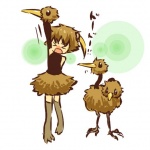 1:1 2_heads >_< alternate_species armwear avian avian_feet beady_eyes beak bird black_armwear black_clothing black_eyes black_text black_topwear bottomwear brown_body brown_bottomwear brown_clothing brown_feathers brown_hair clothed clothing cosplay costume doduo duo eyes_closed feathers female feral footwear fully_clothed generation_1_pokemon grey_clothing grey_footwear grey_legwear grey_stockings hair hitec human humanized japanese_text legwear light_body light_skin mammal multi_head nintendo open_mouth pokemon pokemon_(species) pokemon_costume raised_arm short_hair simple_background standing stockings tan_body tan_skin text topwear translated white_background yellow_beak