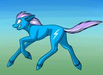 blue_body blue_fur blue_streak_(goldfur) cutie_mark earth_pony equid equine feral fetlocks foxenawolf fur goldfur's_cogsverse gradient_background hair hasbro hooves horse male mammal my_little_pony pony purple_eyes purple_hair simple_background smile solo young young_feral young_male