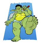 2020 5_toes belly bottomwear breasts claws cleavage clothed clothing cutoffs dazza_(silverscarf) denim denim_bottomwear denim_clothing feet female foot_focus goblin green_body green_skin hair hi_res holding_melee_weapon holding_object holding_sword holding_weapon humanoid humanoid_feet humanoid_pointy_ears melee_weapon not_furry plantigrade pointy_ears shirt short_hair shorts silverscarf soles solo sword tank_top thick_thighs toe_claws toes topwear weapon