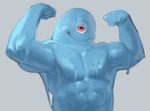 1_eye 2024 5_fingers abs b.o.b._(monsters_vs._aliens) biceps blue_body dreamworks fingers fist flexing goo_creature goo_humanoid grey_background half-closed_eyes hi_res humanoid kogito looking_at_viewer male male_humanoid monsters_vs._aliens muscular muscular_humanoid muscular_male narrowed_eyes noseless not_furry nude nude_humanoid nude_male pecs pink_eyes raised_arms simple_background smile solo translucent translucent_body