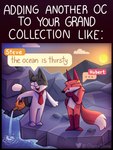 3:4 anthro border canid canine cloud comic dialogue duo ellipsis english_text eyes_closed felid feline fox fur glassshine hi_res hubert_(glassshine) mammal mountain necktie open_mouth outside red_body red_fur rock steve_(glassshine) sun text water watering_can white_body white_fur