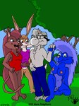 2001 anthro blue_body blue_eyes blue_fur blue_hair bottomless bovid breasts brown_body brown_fur brown_hair caprine cleavage clothed clothing domestic_cat eyewear felid feline felis female forest fur glasses goat grass grey_body grey_fur group hair hand_holding horn kthanid_(artist) lagomorph leporid long_hair male male/female mammal navel nipples nude outside patty_porcupine pink_nose plant porcupine rabbit randy_rabbit red_hair rodent rutwell_forest scut_tail serenakty shirt short_tail shrub story_at_source tail tank_top toony topless topwear tree william_goat_esq.