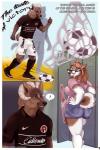 2:3 anthro ball black_clothing black_shirt black_topwear bottomwear breasts butt butt_pose canid canine canis clothed clothing club_tijuana comic digital_media_(artwork) domestic_dog english_text eyewear female fully_clothed glasses hair hi_res horn hotpants husky kanou locker_room male male/female mammal motion_lines nike nordic_sled_dog pink_clothing pink_shirt pink_topwear pose red_hair reward shaded shirt shorts slightly_chubby soccer soccer_ball soccer_jersey soccer_uniform spitz sport sportswear text text_on_bottomwear text_on_clothing text_on_shirt text_on_shorts text_on_topwear the_taste_of_victory topwear uniform white_bottomwear white_clothing white_shorts wolf