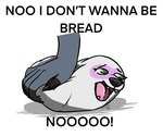 ambiguous_gender bread dialogue disembodied_hand duo food food_creature hamgie i_don't_want_to_be_bread in_bread kneading mammal meme procyonid raccoon simple_background solo_focus white_background zombiedog_(artist)