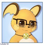 1:1 coffeefly eyewear generation_1_pokemon glasses hi_res icon light_ball_(pokemon) light_face nintendo orange_face pokemon pokemon_(species) raichu smile solo