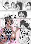 animal_humanoid animal_print animal_print_bikini big_breasts bikini bovid bovid_humanoid bovine bovine_humanoid breast_expansion breasts cattle_humanoid clothing codeorange162 comic cow_ears cow_print cow_print_apron cow_print_bikini dark_body dark_skin duo expansion fangs female hair hi_res holding_plate horn huge_breasts human_to_humanoid humanoid japanese_text long_hair mammal mammal_humanoid milk one_eye_closed open_mouth pattern_bikini pattern_clothing pattern_swimwear smile species_transformation standing swimwear tail tail_tuft teeth text transformation translation_request tuft two-piece_swimsuit waiter wink