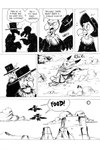 accipitriform anthro avian bird clothing comic cowboy_hat desert dialogue dust_cloud english_text group hat headgear headwear hi_res jamil_gonzalez jasper_gold_(character) lagomorph leporid male mammal monochrome poncho rabbit sky skyscape text the_tale_of_jasper_gold trio vulture western wild_west