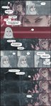 clothed clothing comic detailed_background dialogue duo ear_piercing ear_ring english_text hair hi_res human laure_(thekite) lou_(thekite) mammal not_furry piercing plant ring_piercing snow snowing speech_bubble text thekite tree