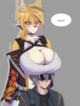 Rating: q
ID: 5448480
Date: 2025-03-21 23:34:12 -0400
Status: active
Score: 84
anthro big_breasts boob_hat bottomwear breasts cel_shading cleavage_cutout clothed clothing cutout duo felid feline female fur green_eyes hi_res human jacket looking_down male male/female mammal mihoyo pants pulchra_fellini shaded shirt simple_background sketch sly_shadex smile smug speech_bubble topwear unimpressed wise_(zenless_zone_zero) yellow_body yellow_fur zenless_zone_zero post #5448480