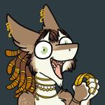 1:1 animated clawdore_(character) dreadlocks ear_piercing felisrandomis holding_object icon jewelry jitter low_res male open_mouth piercing sergal short_playtime smile vibrating