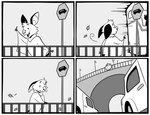 absurd_res anthro attempted_suicide bat border bridge bus_stop bus_stop_sign car comic comic_panel dan_(danglebat) danglebat defeated english_text hi_res humor imminent_death implied_suicide joke kristalkarma leaf leaves_on_ground male mammal monochrome sad smile text vehicle white_border