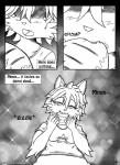 2015 anthro belly big_belly blush breasts clothed clothing comic eating english_text felid female food grey_background heart_symbol hi_res if_hell_had_a_taste mammal marci_hetson monochrome simple_background slightly_chubby stuffing text viroveteruscy