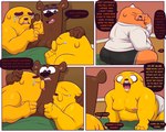 adventure_time anthro bear bodily_fluids canid canine canis cartoon_network comic crying domestic_dog english_text group hi_res hybrid jake_the_dog jermaine_the_dog kim_kil_whan kissing_neck male male/male mammal moobs nipple_fetish nipple_play nipples overweight overweight_anthro overweight_male pup_(adventure_time) rainicorn tears text tongue trashtoonz trashtoonz_(character)