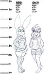 abbi_(kilinah) anthro artist_collaboration barefoot bear big_breasts breasts chart clothing donation_drive dress duo feet female giant_panda growth_drive hair height_chart hi_res kilinah lagomorph legwear leporid long_ears long_hair lunarspy mammal monochrome number rabbit shi_yu_(lunarspy) short_tail stockings tail text wide_hips