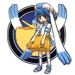 1:1 alternate_species ambiguous_gender bag blue_hair bottomwear clothing cosplay duo generation_3_pokemon hair hat headgear headwear hitec human humanized mammal nintendo pelipper pokemon pokemon_(species) pokemon_trainer shirt skirt topwear wings