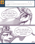 2013 ask_blog black_and_white comic crown dialogue english_text equid equine female feral friendship_is_magic hair hasbro headgear horn john_joseco long_hair looking_at_viewer mammal monochrome my_little_pony mythological_creature mythological_equine mythology open_mouth princess princess_celestia_(mlp) royalty signature simple_background smile solo swedish_text text tiara translated tumblr unicorn white_background