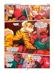 3:4 abs absurd_res anal anthro anthro_on_anthro arcanine balls biceps blush bodily_fluids buttplug buttplug_tail christmas christmas_clothing clothing collar comic dialogue duo dylan_(zourik) ear_piercing english_text fake_tail fur generation_1_pokemon generation_7_pokemon genitals handjob hi_res holidays incineroar leash leash_pull leashed_collar leo_(zourik) male male/male muscular muscular_anthro muscular_male muscular_sub nintendo oral pecs penile penis piercing plug_(sex_toy) pokemon pokemon_(species) reach_around red_body red_fur rimming rusty_trombone sex sex_toy striped_body stripes submissive sweat text zourik