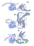 Rating: s
ID: 5620766
Date: 2025-06-04 14:30:25 -0400
Status: active
Score: 39
2025 all_fours ambiguous_gender anthro blue_body claws crouching duo eyes_closed felid feline fur generation_6_pokemon generation_9_pokemon green_body green_fur green_hair greninja hair half-closed_eyes hi_res kneeling licking lying mammal meowscarada narrowed_eyes nintendo on_front paws pink_eyes pokemon pokemon_(species) question_mark self_lick signature simple_background stretching tail tongue tongue_out usduvi post #5620766