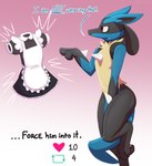 2022 3_fingers 3_toes anthro barefoot biped black_body black_fur blue_body blue_fur blush bodily_fluids bottomless butt clothed clothing covering covering_crotch covering_self dialogue digitigrade dripponi english_text feet fingers fur generation_4_pokemon gradient_background hi_res lucario male nintendo pawpads paws pink_pawpads pokemon pokemon_(species) presenting presenting_hindquarters red_eyes refusal refusing shaded simple_background solo strip_meme sweat text toes yellow_body yellow_fur