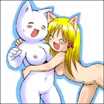 1:1 2016 2channel 2channel_ascii_art_character animal_humanoid anime_style anonymous_artist anthro bent_over black_border blonde_hair blue_outline bodily_fluids border breast_size_difference breasts cat_humanoid digital_media_(artwork) domestic_cat duo eyes_closed featureless_crotch felid felid_humanoid feline feline_humanoid felis female female/female hair hug humanoid kemono leaning low_res mammal mammal_humanoid navel nipples nude_anthro nude_female nude_humanoid oekaki open_mouth open_smile outline pink_nipples shaded simple_background smile sweat tan_body tan_skin white_background white_body