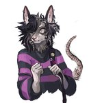 alternative_fashion american_opossum anthro ear_piercing ear_ring emo female hair hair_over_eye hi_res mammal marsupial piercing ring_piercing rockthecoon solo