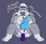 anthro big_penis bodily_fluids cum dildo dragon ejaculation genital_fluids genitals hornypurpproto hudson_(huddsies) knot male mythological_creature mythological_scalie mythology nipple_piercing nipples overweight penis piercing scalie sex_toy slime solo spiked_penis spikes spikes_(anatomy)